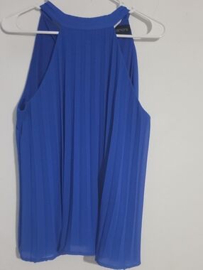 Pleated Royal Blue Halter Blouse
